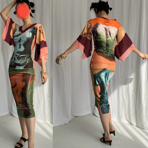 jean paul gaultier Maille kimono style mesh dress - Picture 7 of 12